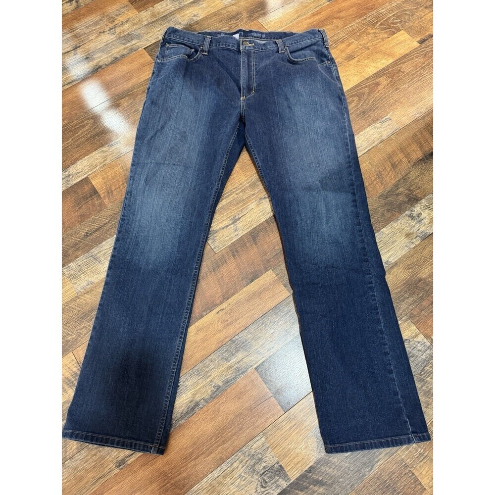 Carhartt Jeans Mens 40x34 Blue Dark Denim Straight Western Cowboy Workwear